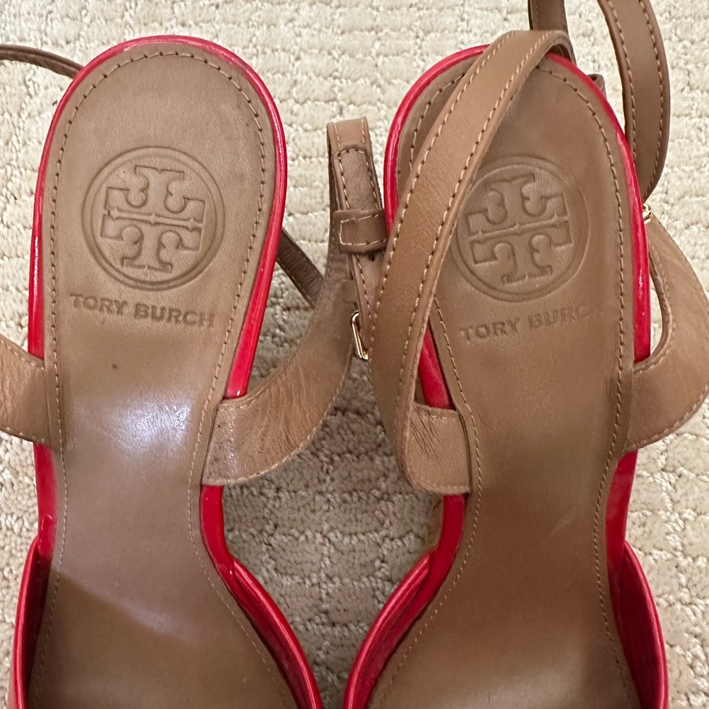 Tory Burch Red and Tan Heels - Picture 5 of 6
